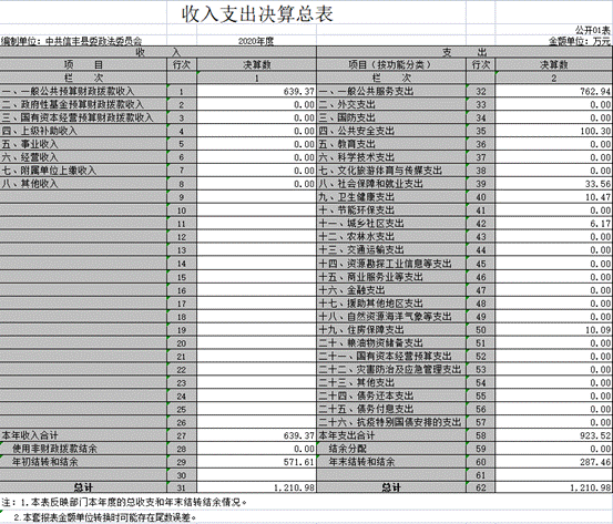 2020年收入支出决算总表